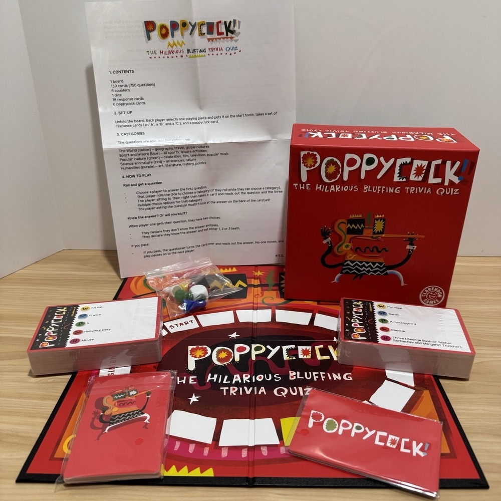 Poppycock - The Hilarious Bluffing Trivia Quiz Game - Clarendon Games NEW